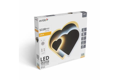 Design Mennyezeti Lámpa Coeur 55W(27.5+27.5) RF Távirányítóval