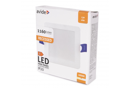 LED Beépíthető Négyzetes Mennyezeti Lámpa Műanyag 12W NW 4000K