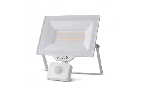 Reflector LED SMD 30W NW 4000K Slim alb cu PIR Avide Frosted