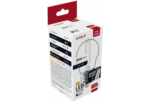 Bec LED Mini Globe White Filament 6.5W E27 WW Avide